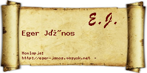 Eger János névjegykártya